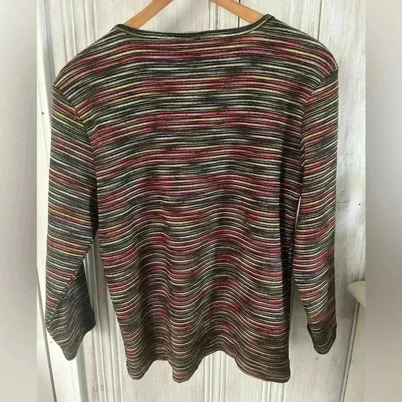 CHICOS Vintage Y2K Textured rainbow Striped Stretch Womens Size 2 Lg12 90s Y2K - Picture 4 of 7